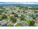 Residential neighborhood featuring manicured lawns, mature trees, swimming pools and quiet, winding streets beneath partly cloudy skies at 253 Churchill Ct, Kissimmee, FL 34758