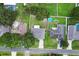 Aerial view of property with pool and landscaped yard at 253 Churchill Ct, Kissimmee, FL 34758