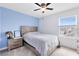 Charming bedroom with a cozy atmosphere, complemented by a bright blue wall at 3099 Ella Way, St Cloud, FL 34771