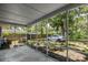 A shaded patio with concrete floors, screened in and overlooking the grass-covered backyard at 606 Washington St, Daytona Beach, FL 32114
