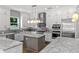 A modern kitchen with stainless steel appliances, white cabinets, and an island with granite countertops at 617 Worthington Dr, Winter Park, FL 32789