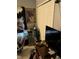 Cluttered bedroom featuring a wolf and spiderman poster, mini fridge, and dark furniture at 976 Alicante Ave, Orlando, FL 32807