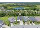 Aerial view showcases a neighborhood with lush landscaping and a tranquil pond at 1224 Hillcrest View Loop, Apopka, FL 32703
