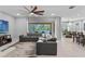 Comfortable living room area with a view of the pool and backyard at 1224 Hillcrest View Loop, Apopka, FL 32703