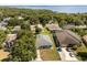 Aerial view of a single-Gathering home with lake view and mature trees at 13848 Vista Del Lago Blvd, Clermont, FL 34711
