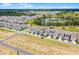 An elevated view displays homes near green spaces, a pond and other community ammenities at 15133 Summer Harvest St, Winter Garden, FL 34787