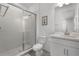 Clean bathroom with a glass-enclosed shower and a modern vanity at 15133 Summer Harvest St, Winter Garden, FL 34787