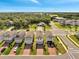 Aerial view of a neighborhood showcasing well-maintained homes and landscaping at 172 S Zuni Rd, St Cloud, FL 34771