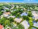 Aerial view featuring tree-lined streets, serene pond, and well-maintained homes in a community at 174 Promenade Cir, Lake Mary, FL 32746