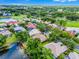 An aerial view of a neighborhood with mature trees, landscaping, and a golf course at 174 Promenade Cir, Lake Mary, FL 32746
