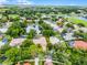 An aerial view of a neighborhood with ponds, landscaping, and a golf course at 174 Promenade Cir, Lake Mary, FL 32746