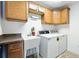Inside laundry room boasts plenty of cabinetry and a utility sink at 2895 Apache Ct, The Villages, FL 32163