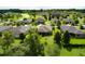 Scenic aerial shot of a neighborhood showcasing lush green landscapes, mature trees and beautiful homes at 30210 Donnington Loop, Mount Dora, FL 32757