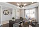 A well-lit office with a large desk, comfortable chairs, and stylish decor at 5242 Handsome Hills Dr, Mount Dora, FL 32757