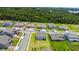 Aerial view of the houses on a tree lined street within a residential community at 5264 Obsidian Gate Dr, Mount Dora, FL 32757