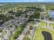 Expansive aerial shot of a residential area, highlighting the community's green spaces, winding roads, and suburban homes at 6720 Winder Lynne Ln, Orlando, FL 32819