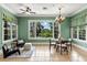 Bright dining room with a chandelier, large windows, and a view of the backyard at 8542 Eden Park Rd, Orlando, FL 32810