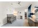 The Bedroom is designed in neutral tones with soft fabrics and a closet at 11754 Waterstone Loop Dr, Windermere, FL 34786