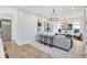 Stylish living room features a comfortable sofa, contemporary decor, and wood flooring at 1410 W New Hampshire St, Orlando, FL 32804