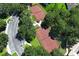 Aerial view of community tennis courts nestled in a lush green landscape with parking nearby at 25974 High Hampton Cir, Sorrento, FL 32776