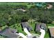 Aerial view of luxurious homes with beautiful landscaping, lush greenery, and nearby lake at 25974 High Hampton Cir, Sorrento, FL 32776