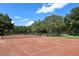 Well-maintained tennis court with a green surrounding and clear blue sky at 25974 High Hampton Cir, Sorrento, FL 32776