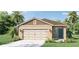 Charming one-story home featuring a tan exterior, attached two-car garage, and well-maintained landscaping at 3355 Wynwood Forest Dr, Ocoee, FL 34761