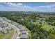 Aerial view of neighborhood with lush green trees, single Gathering homes, and well-maintained lawns at 3759 Crimson Clover Dr, Mount Dora, FL 32757