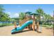 Community playground set next to a lake, featuring a slide and climbing structure for outdoor enjoyment at 3759 Crimson Clover Dr, Mount Dora, FL 32757