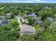 Aerial view of a home with a screened pool, surrounded by lush greenery and a tree-lined neighborhood at 5102 Round Tree Ct, Orlando, FL 32819
