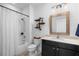 Clean bathroom with a shower-tub combo and vanity, creating a functional and inviting space at 528 Lanark Ct, Orlando, FL 32806