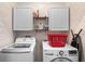 Efficient laundry room with modern appliances and storage cabinets, designed for convenience and organization at 528 Lanark Ct, Orlando, FL 32806