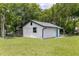 Detached garage with a white exterior, light blue door, and plenty of yard space at 608 Cedar Ave, Holly Hill, FL 32117