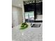Kitchen featuring granite countertops, stainless steel appliances, and dark cabinetry with floral accents at 813 Marsh Reed Dr, Winter Garden, FL 34787