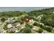An aerial view of a charming neighborhood with lush greenery and a glimpse of a serene lake in the background at 1073 Sadie Ln, Winter Garden, FL 34787