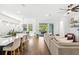 Open concept living room with modern furniture, a dining area, and a kitchen at 15343 Lebeau Loop, Winter Garden, FL 34787