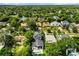 An aerial view showcases a residential area with homes and mature tree coverage at 1541 Chestnut Ave, Winter Park, FL 32789