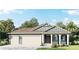Charming one-story home with a three-car garage, covered entry, and well-manicured lawn surrounded by palm trees at 2123 Greenwood Oak Dr, Ocoee, FL 34761
