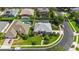 Aerial view of a home in a landscaped neighborhood, featuring a backyard pool and well-maintained landscaping at 2865 Ashton Ter, Oviedo, FL 32765