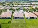 Aerial view of a home surrounded by green lawn in a suburban community at 3533 Somerset Cir, Kissimmee, FL 34746