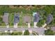 Overhead aerial capturing homes with private pools, solar panels, and neat lawns in a desirable community at 460 Suncrest Ct, Oviedo, FL 32765