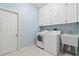 Convenient laundry room with washer, dryer, sink and ample cabinet space at 460 Suncrest Ct, Oviedo, FL 32765