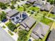 An aerial view captures a well-maintained residential neighborhood with lush green lawns and neatly arranged homes at 251 Domus Ln, Casselberry, FL 32707
