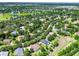 Aerial view of the neighborhood showcasing community with lush mature trees and pond at 2563 Breezy Meadow Rd, Apopka, FL 32712