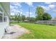 Spacious backyard, featuring lush green grass, a concrete slab, and fenced yard, ready for enjoyment at 323 Scotland Dr, Daytona Beach, FL 32117