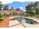 Lush backyard with a pool, patio, and beautiful landscaping, ideal for outdoor living and entertainment at 1351 N Classic Ct, Longwood, FL 32779