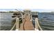 Charming dock with a boat lift and covered seating area, offering a relaxing space on the water at 1351 N Classic Ct, Longwood, FL 32779
