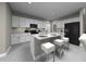 Modern kitchen with stainless steel appliances, light gray cabinets, and a spacious island with seating at 1856 Archer Dr, Minneola, FL 34715