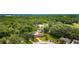 An aerial view of a single-Gathering home surrounded by lush greenery with a long driveway at 316 Amanda Ln, Leesburg, FL 34748