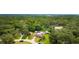 Aerial shot showcasing a charming single-Gathering home with a pool surrounded by lush greenery at 316 Amanda Ln, Leesburg, FL 34748